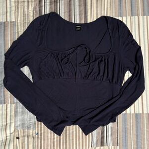 Long sleeve skin tight crop top with strings